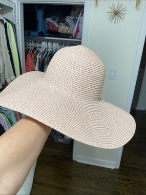 Classic Wide-Brim Straw Sun Hat - Blush